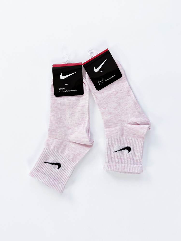جوراب نیم ساق زنانه نخ پنبه صورتی روشن برفکی نایکی Nike