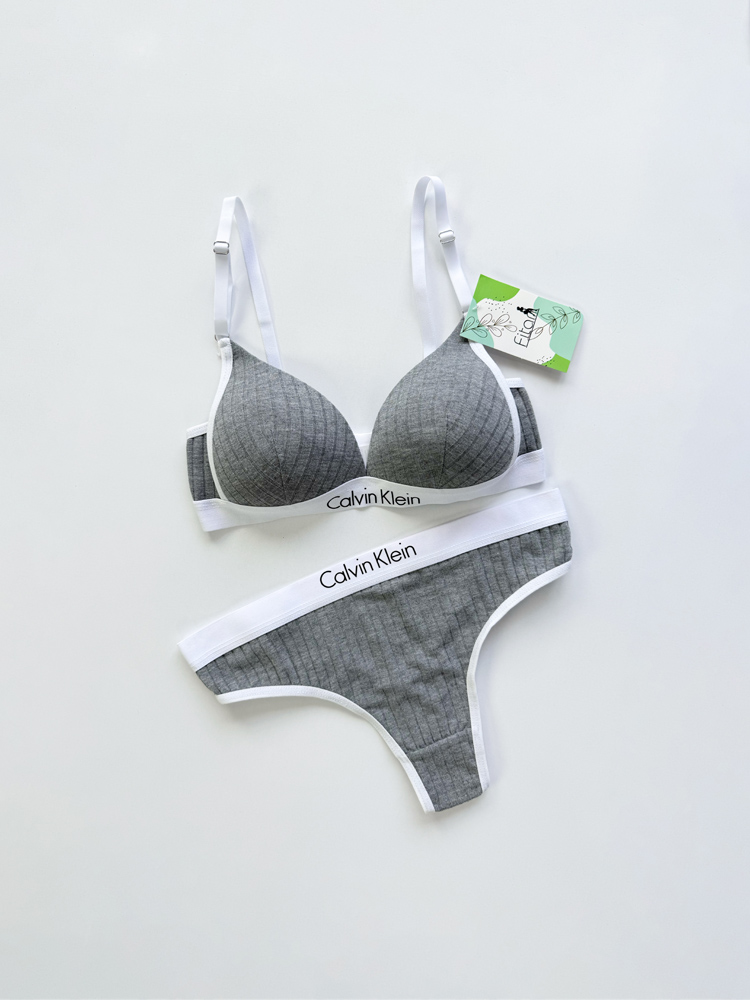 ست شورت و سوتین دخترانه پوش آپ دار کبریتی نوشته کلوین کلاین Calvin klein فیتن Fitan