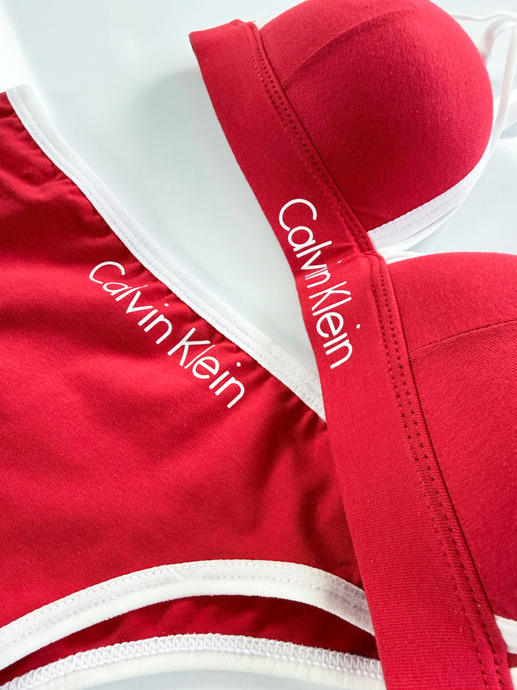ست شورت و سوتین پوش آپ دار نخ پنبه هارنس دار نوشته کلوین کلاین Calvin klein فیتن Fitan