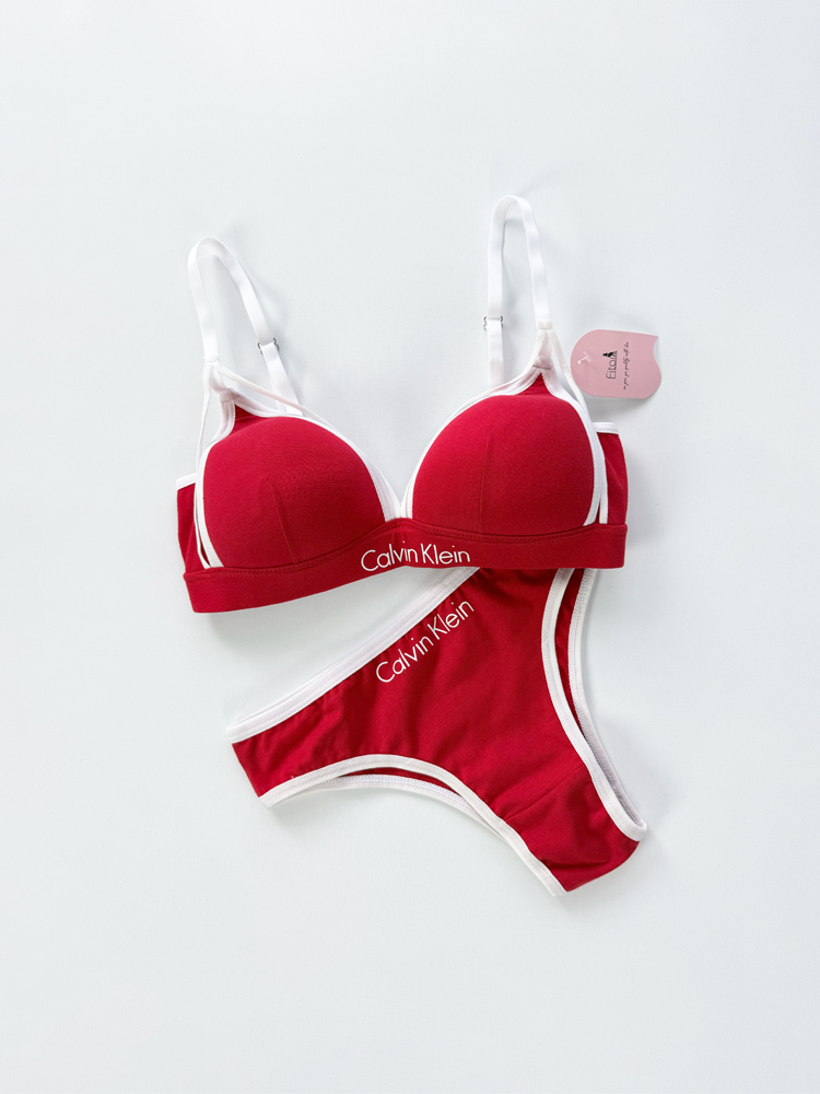 ست شورت و سوتین پوش آپ دار نخ پنبه هارنس دار نوشته کلوین کلاین Calvin klein فیتن Fitan