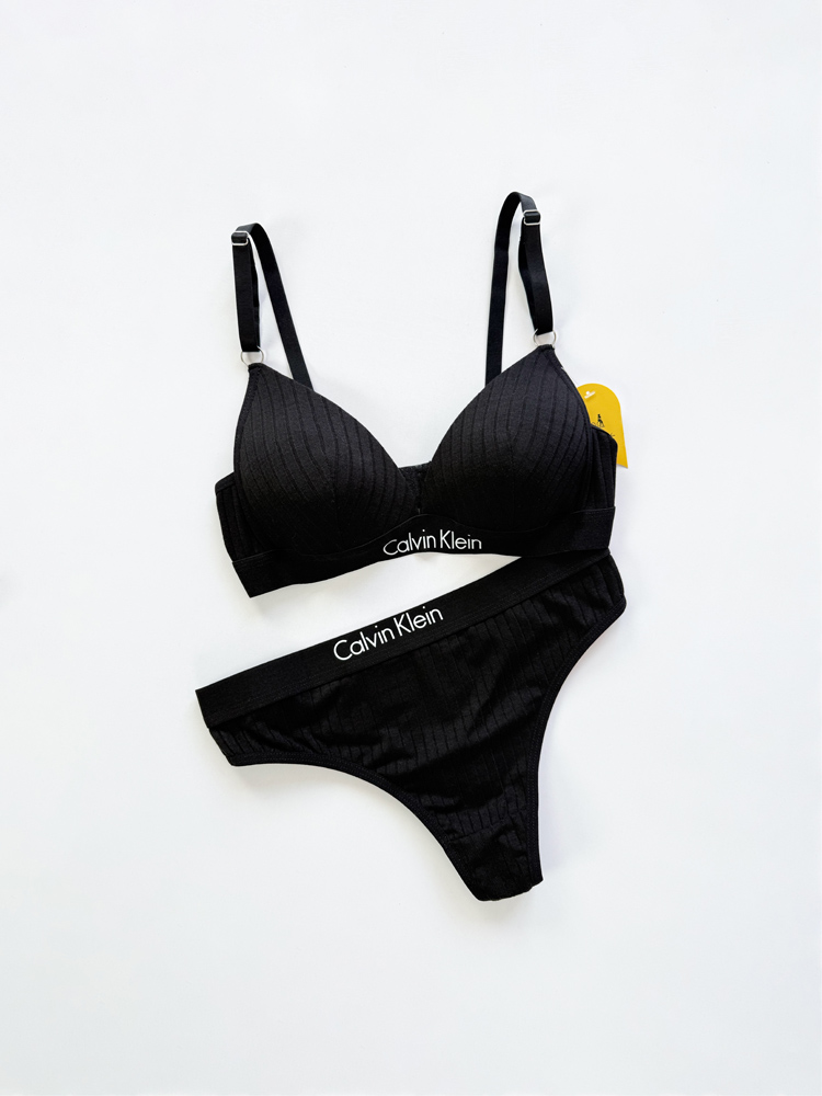 ست شورت و سوتین دخترانه پوش آپ دار کبریتی نوشته کلوین کلاین Calvin klein فیتن Fitan