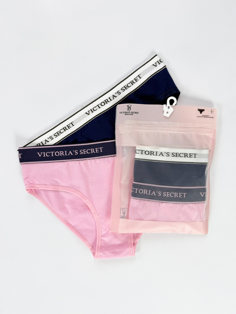 شورت اسلیپ زنانه نخ پنبه کمر کش ساده بسته 2 عددی ویکتوریا سکرت Victoria's Secret