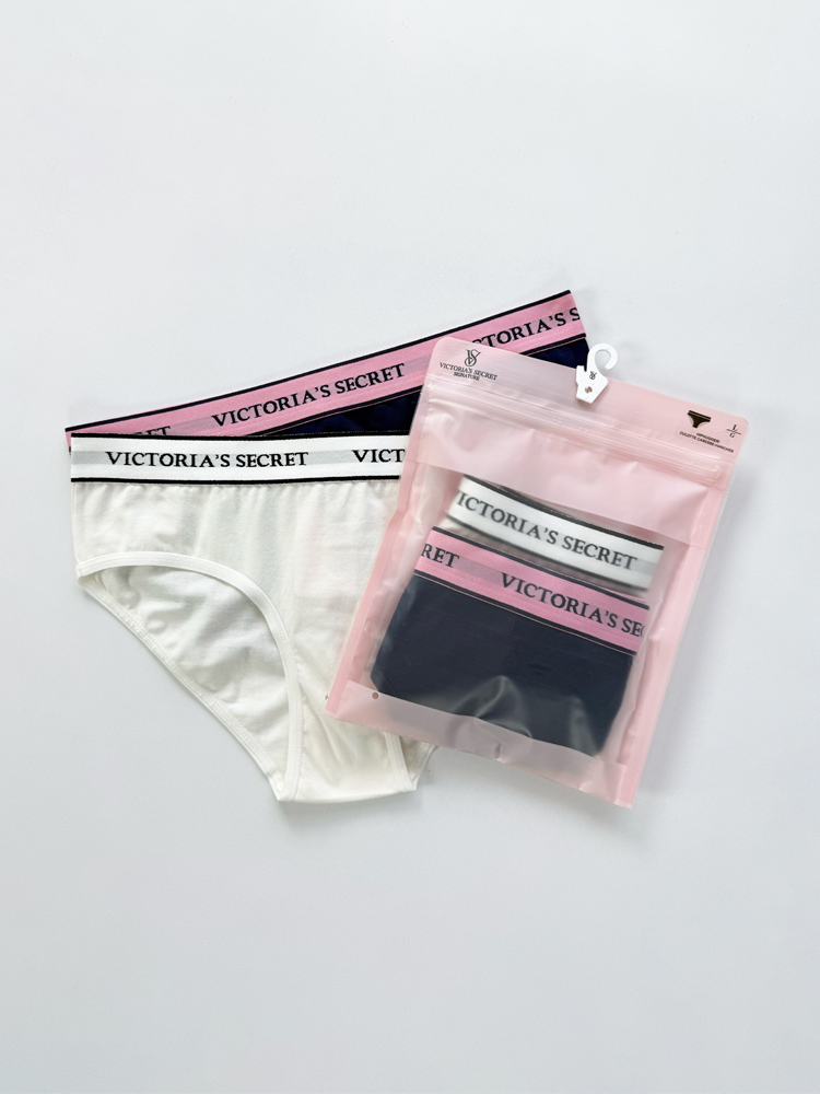 شورت اسلیپ زنانه نخ پنبه کمر کش ساده بسته 2 عددی ویکتوریا سکرت Victoria's Secret