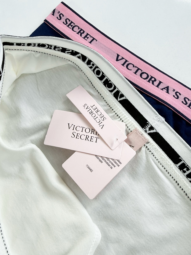 شورت اسلیپ زنانه نخ پنبه کمر کش ساده بسته 2 عددی ویکتوریا سکرت Victoria's Secret