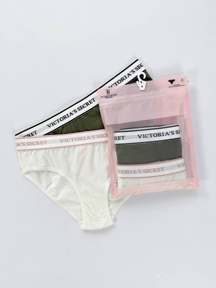 شورت اسلیپ زنانه نخ پنبه کمر کش ساده بسته 2 عددی ویکتوریا سکرت Victoria's Secret
