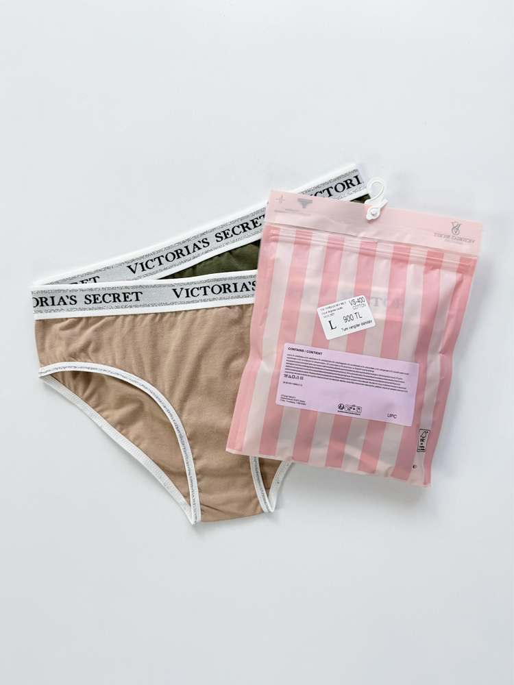 شورت اسلیپ زنانه نخ پنبه کمر کش شاین بسته 2 عددی ویکتوریا سکرت Victoria's Secret