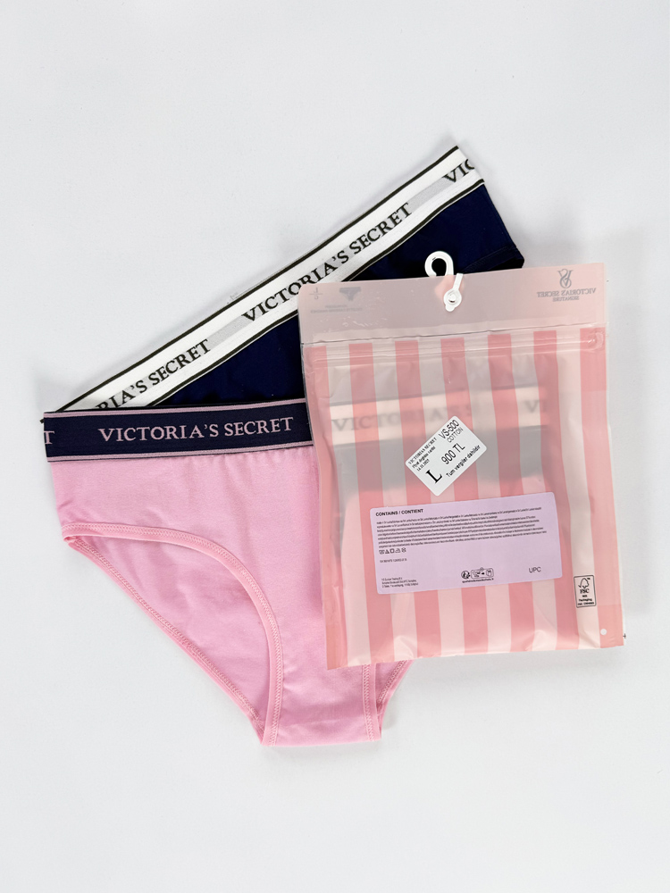 شورت اسلیپ زنانه نخ پنبه کمر کش ساده بسته 2 عددی ویکتوریا سکرت Victoria's Secret