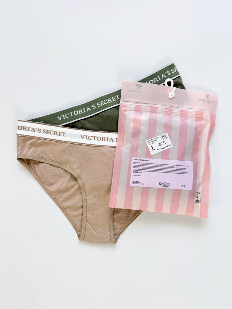 شورت اسلیپ زنانه نخ پنبه کمر کش ساده بسته 2 عددی ویکتوریا سکرت Victoria's Secret