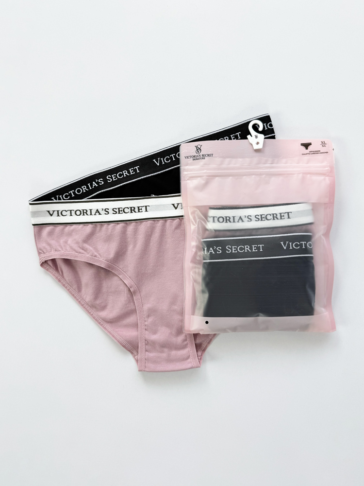 شورت اسلیپ زنانه نخ پنبه کمر کش ساده بسته 2 عددی ویکتوریا سکرت Victoria's Secret